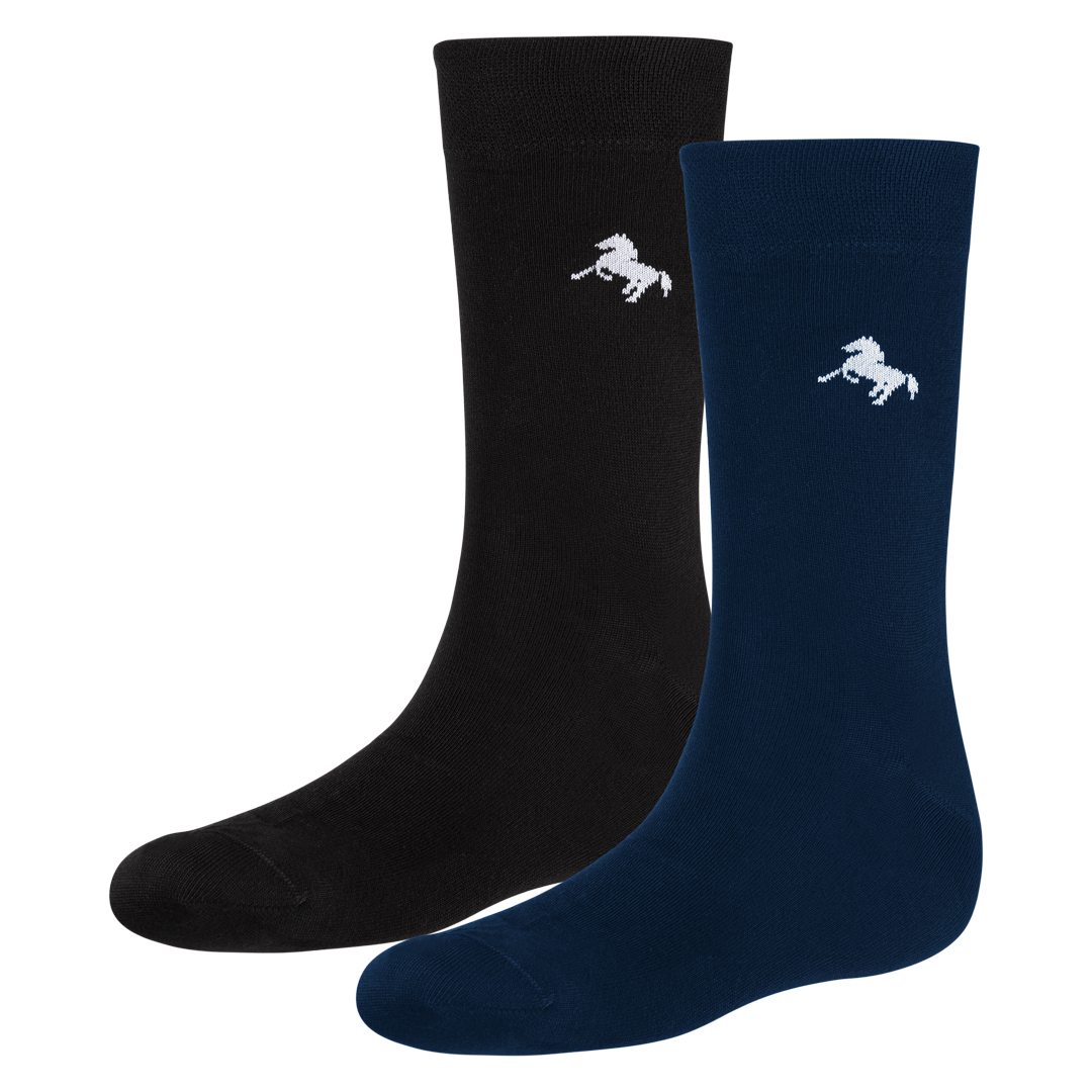 Puuvillasukat 2-pack musta + navy