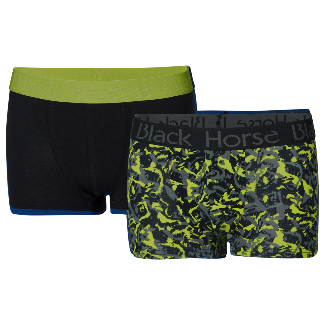 Poikien Bokserit Luomupuuvillasta 2-Pack Jet Black + Happy Lime