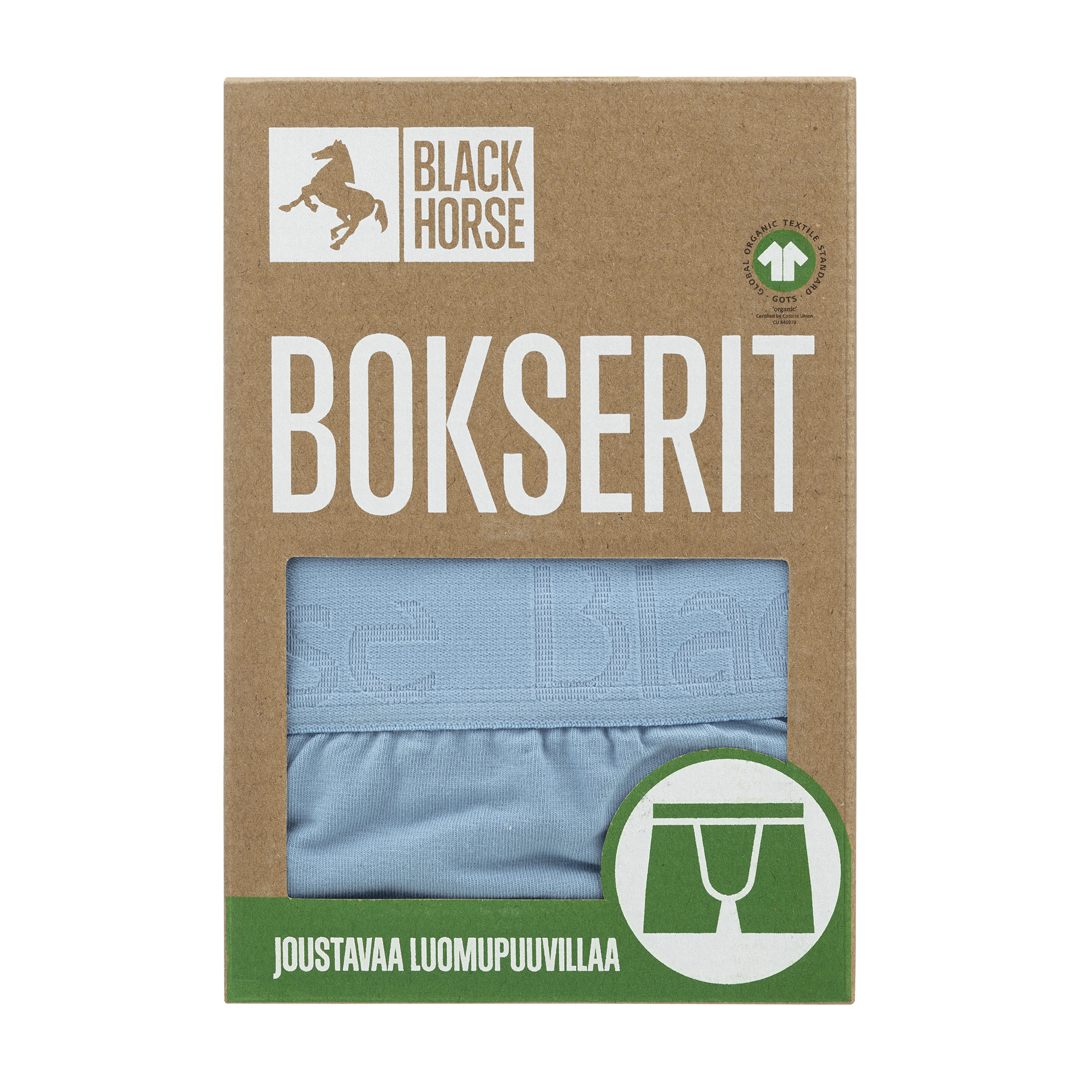 Bokserit Luomupuuvillasta provence blue pakkaus