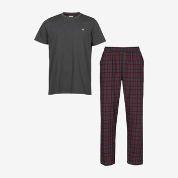 Tuotekuva Lyhythihainen flanellipyjama wine red check