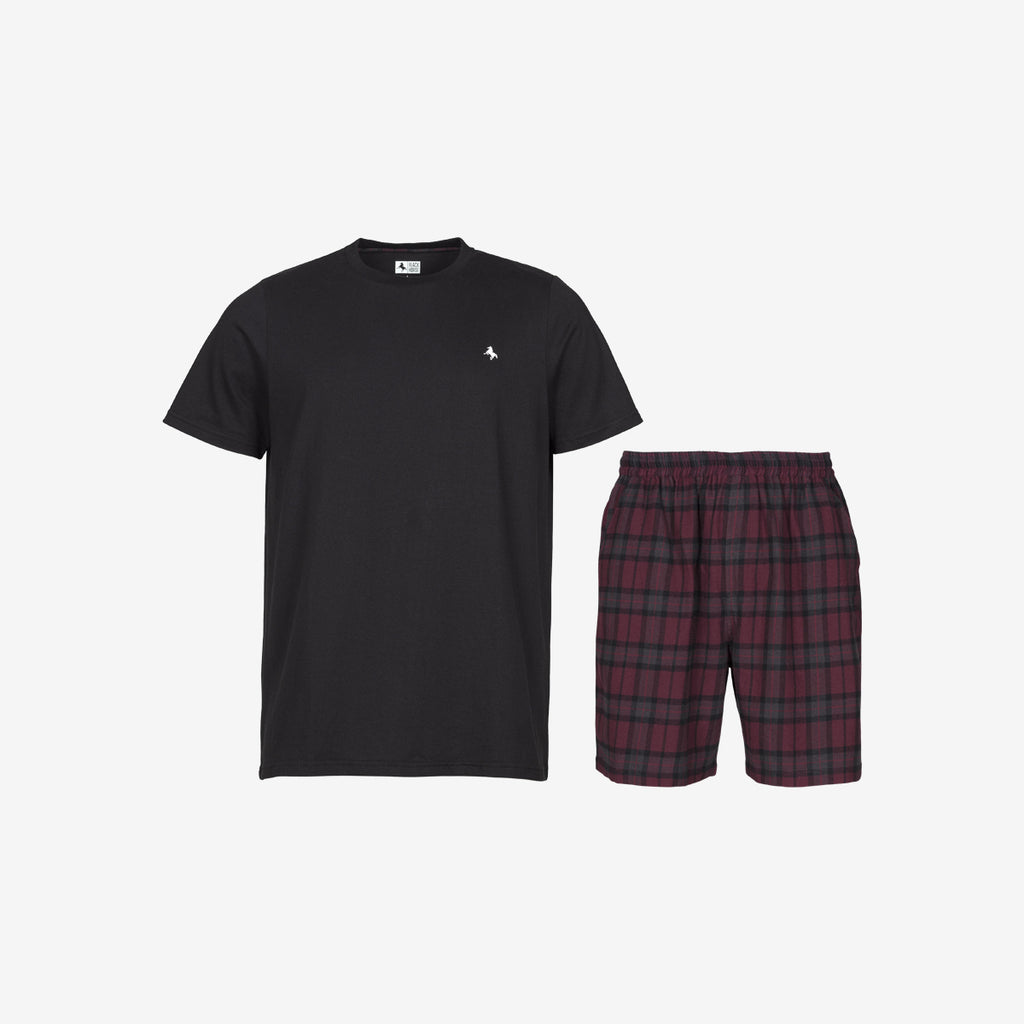 Tuotekuva Black Horse Shortsipyjama flanelli wine red checks