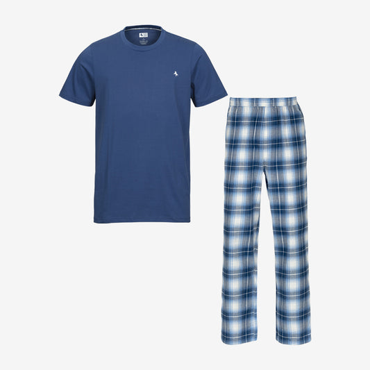 Tuotekuva Lyhythihainen flanellipyjama navy white check
