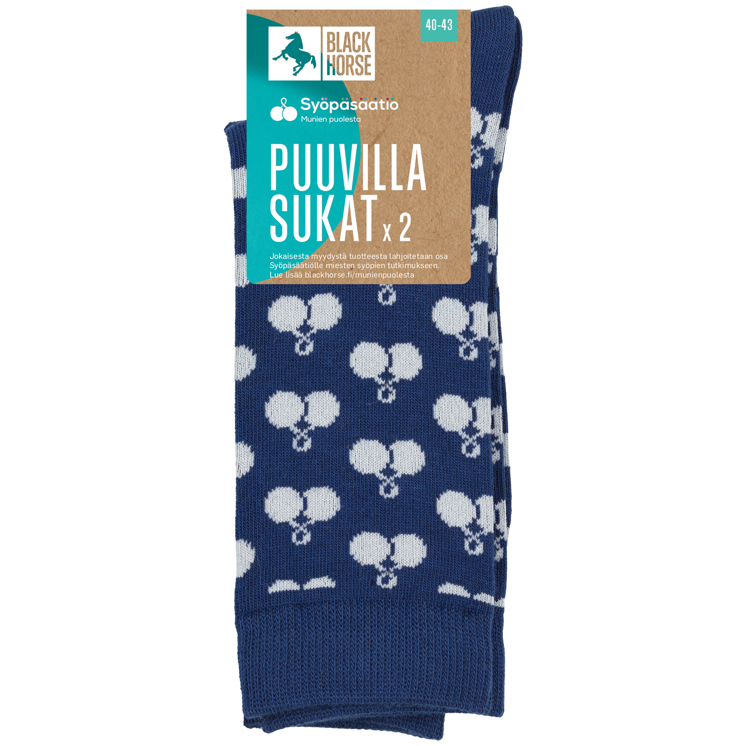 Black Horse munien puolesta puuvillasukat 2-pack tuotekuva