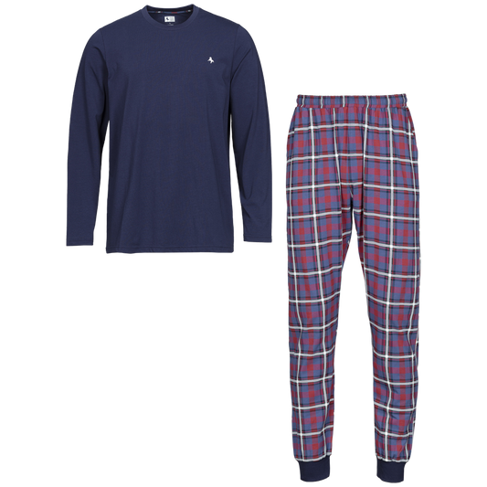 Pitkähihainen pyjama navy red check